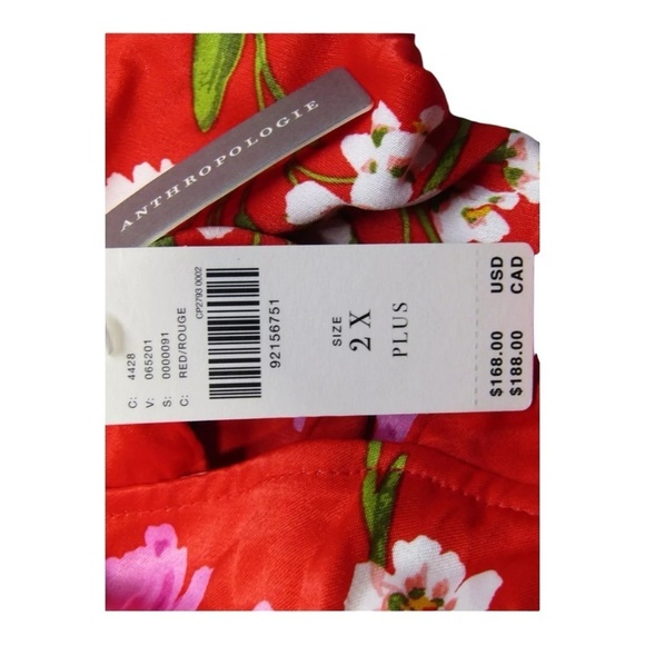 MAEVE x Anthropologie The Jocelyn Red Floral Sleeveless Midi Dress Size 2XL NWT - Picture 9 of 11